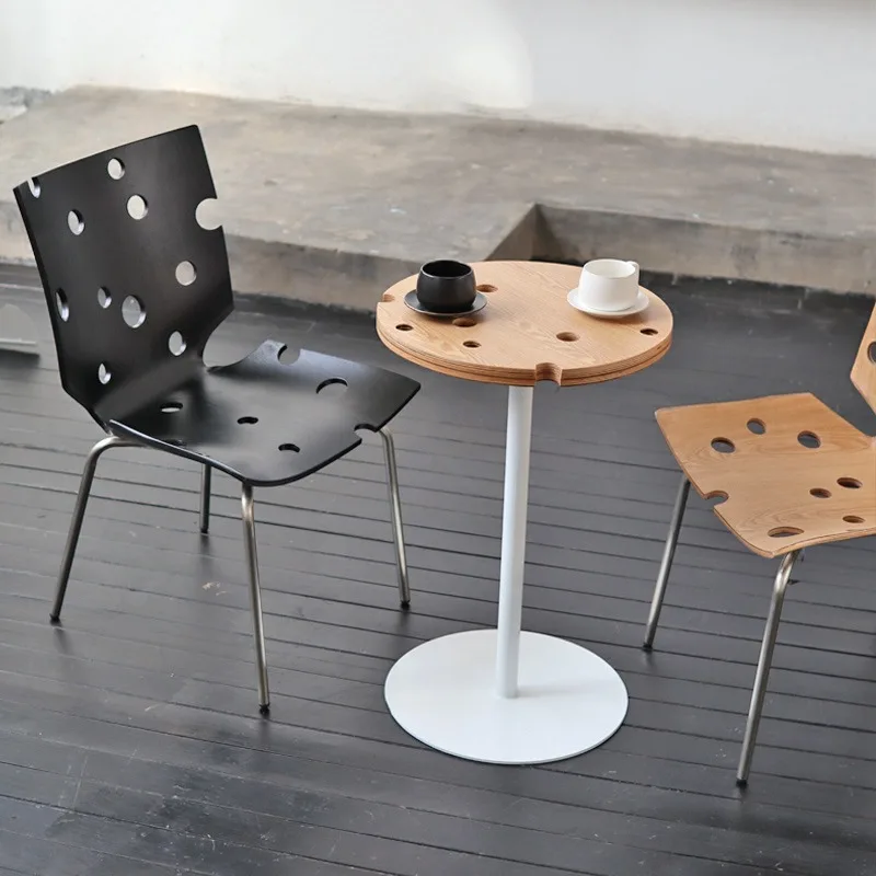 

Cheese Curve Chair & Round Table Set, Viral Dessert Cafe Aesthetic, BnB Hotspot Dinning Room Table and Chairs Set Cafe Table