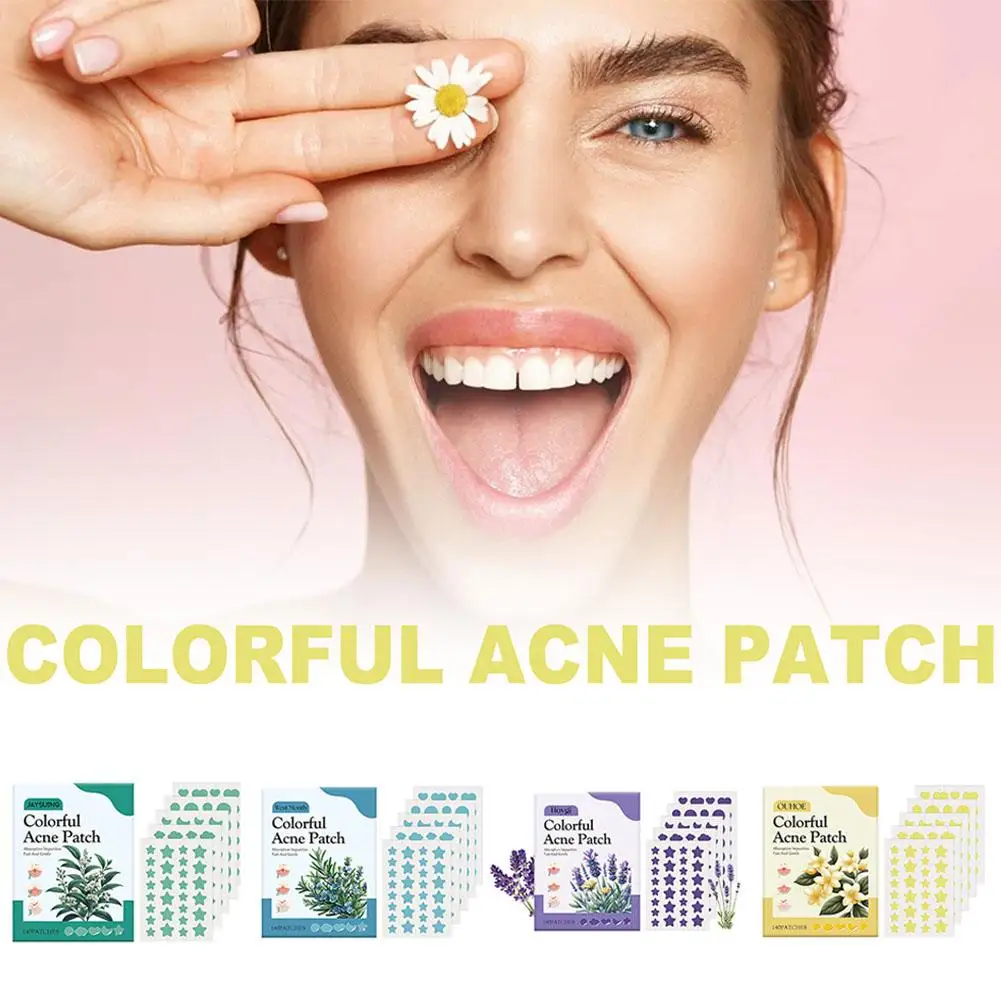 Patch anti-acné en forme d'étoile, 140 points, autocollants colorés invisibles pour le visage, Q2G1