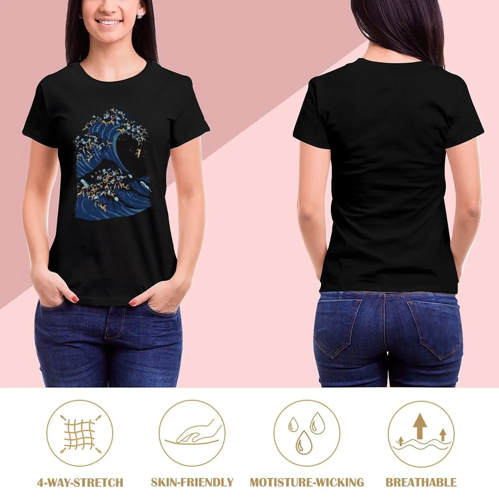 The Great Wave of Pug T-Shirt customs design your own hippie clothes blacks t shirt dress Women