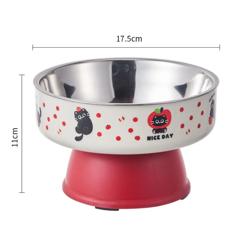 وعاء كارتون للحيوانات الأليفة ذو قدم عالية مضاد للانزلاق بسعة كبيرة من الفولاذ المقاوم للصدأ وعاء للقطط مضاد للانقلاب حاوية تغذية مياه ثابتة