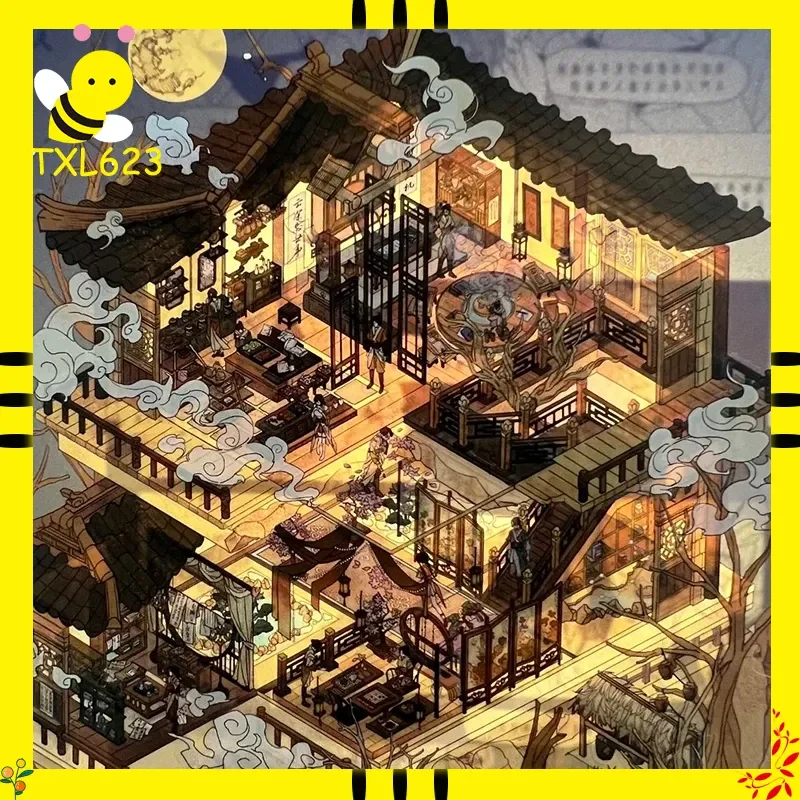 

Paperpals Red Lotus Series 3D сцена миниатюрные пейзажные наклейки большой масштаб DIY изысканные пазлы ручной работы для коллекционеров