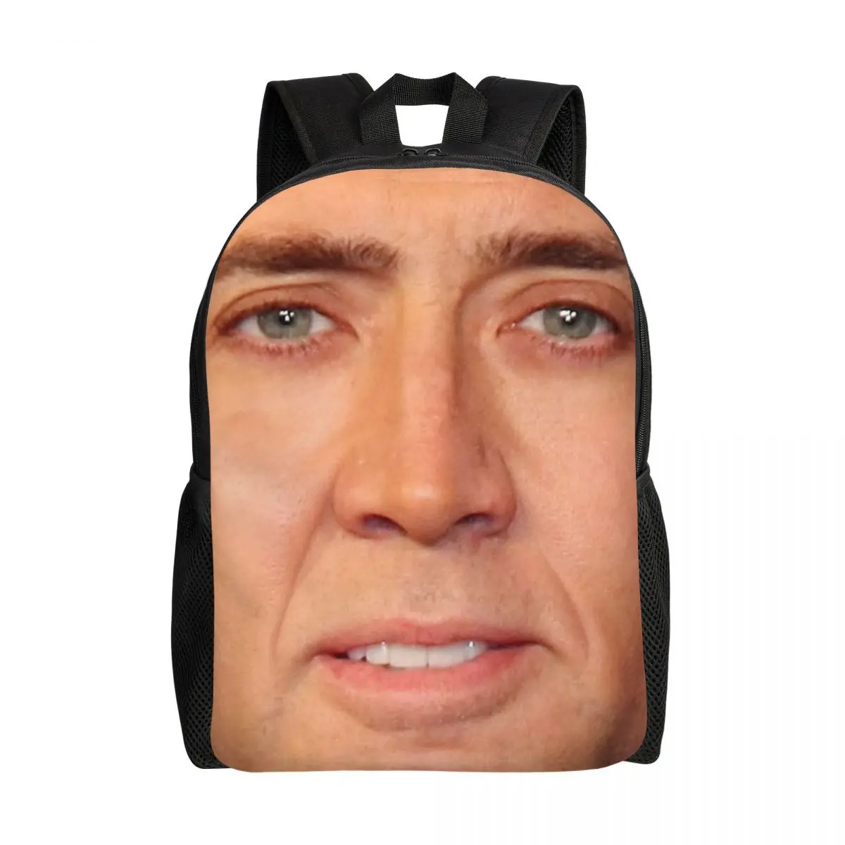 

Nicolas Cage Face Backpack for Men Women Water Resistant College School Funny Meme Bag Print Bookbag