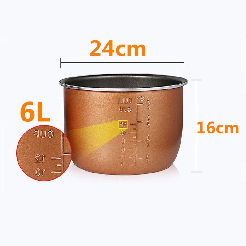 6L Electric Pressure Cooker Liner Multicooker Bowl Liter Non-stick Pan Double SprayThickening