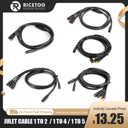 Cable JULET 1TO4 1TO5 1TO2 impermeable 8 pines/9 pines cables para controlador KT pantalla de freno de acelerador de Motor