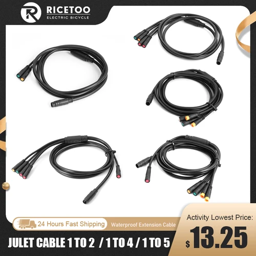 JULET 1T5 Cable impermeable de 9 pines 1T4 Cable impermeable de 8 pines 1T2 Cable impermeable de 9 pines accesorios de conversión de bicicleta eléctrica