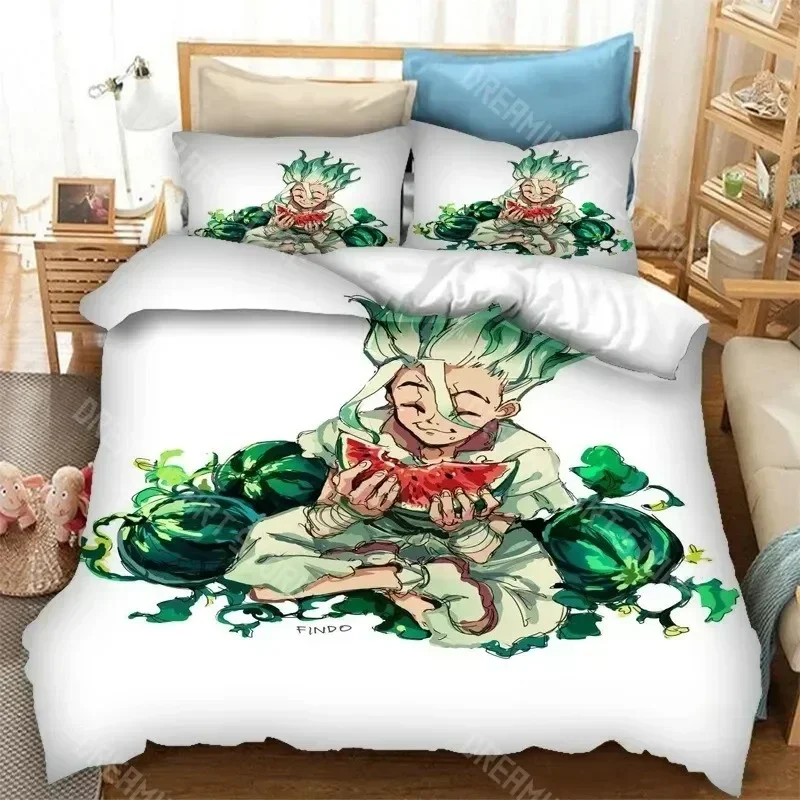 2026 3D Print Dr.STONE Senku Bedding Set Duvet Covers Pillowcases Comforter Bedding Sets Bedclothes Duvet Cover Sets