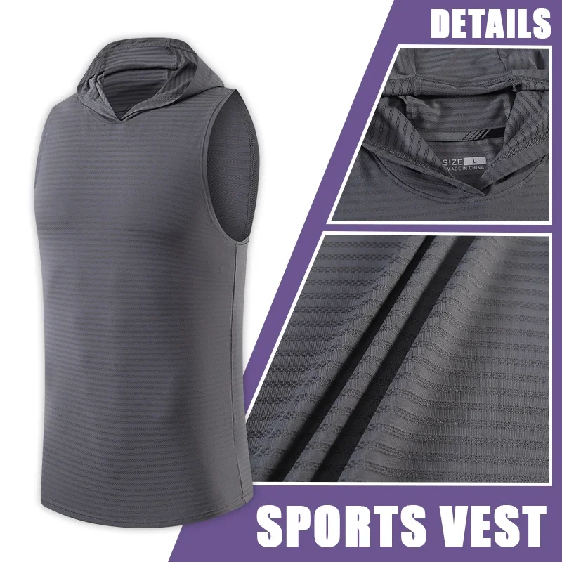 Mens Gym Top Sweatshirt Hoodies Running Vest Homme Hooded Compression Shirt Shirts Tops Fitness Sports Tees Undershirt Singlet