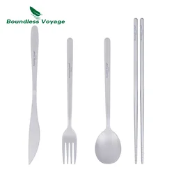 Boundless Voyage Titanium Chopsticks Knife Fork Spoon Set Camping Tableware Utility Cutlery for Home Travel Picnic Dinnerware