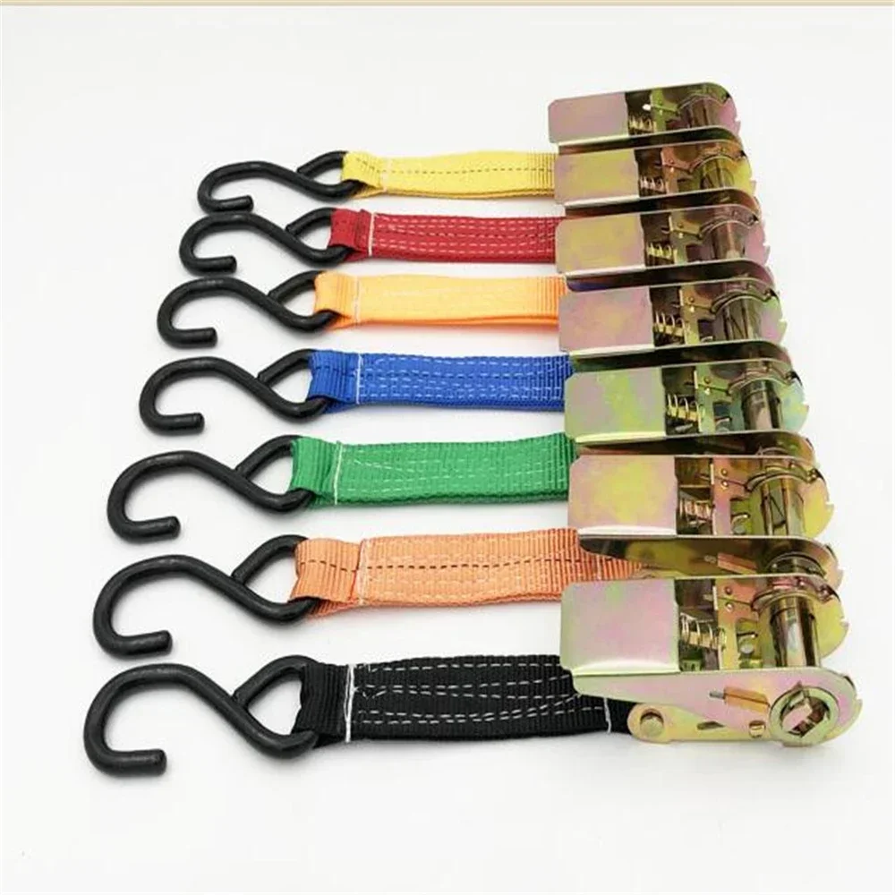 2.5cm X 200cm car tensioner self-driving tour S hook ratchet luggage bundle with cargo tightener fixing belt