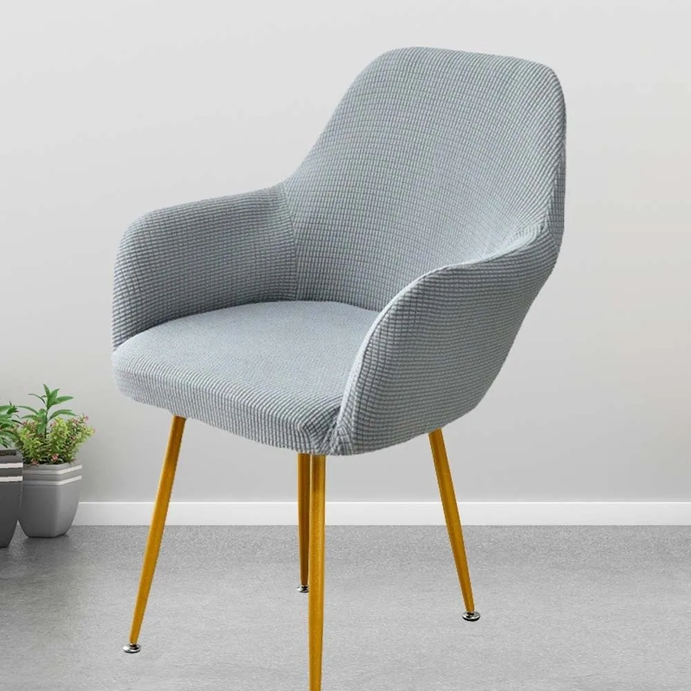 غطاء كرسي منحني مرن قابل للغسل، غطاء كرسي منقوش بلون سادة، حماية للمقعد غير منتظمة مقاومة للغبار للكراسي والكرسي #2