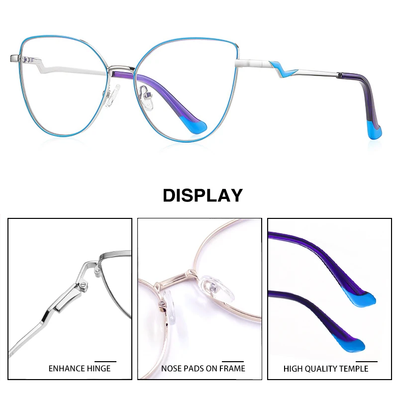 CLLOIO Fashion Cat Eye Reading Glasses For Women Anti Blue Light Myopia Prescription Glasses Female Hyperopia Optical Eyeglasses