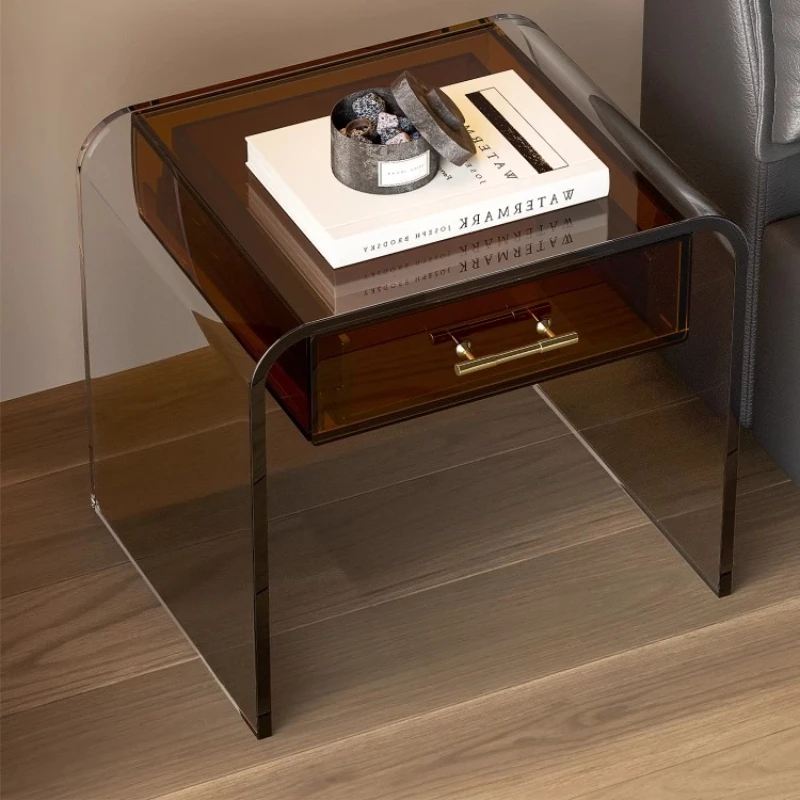 

Acrylic bedside table household bedroom locker integrated light luxury American window head table shelf small design sense