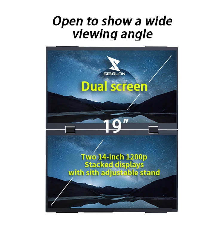 For 14 Dual Screen Portable 1200P Resolution 16-10 Aspect Ratio HD Type - C Interface Office Entertainment Design