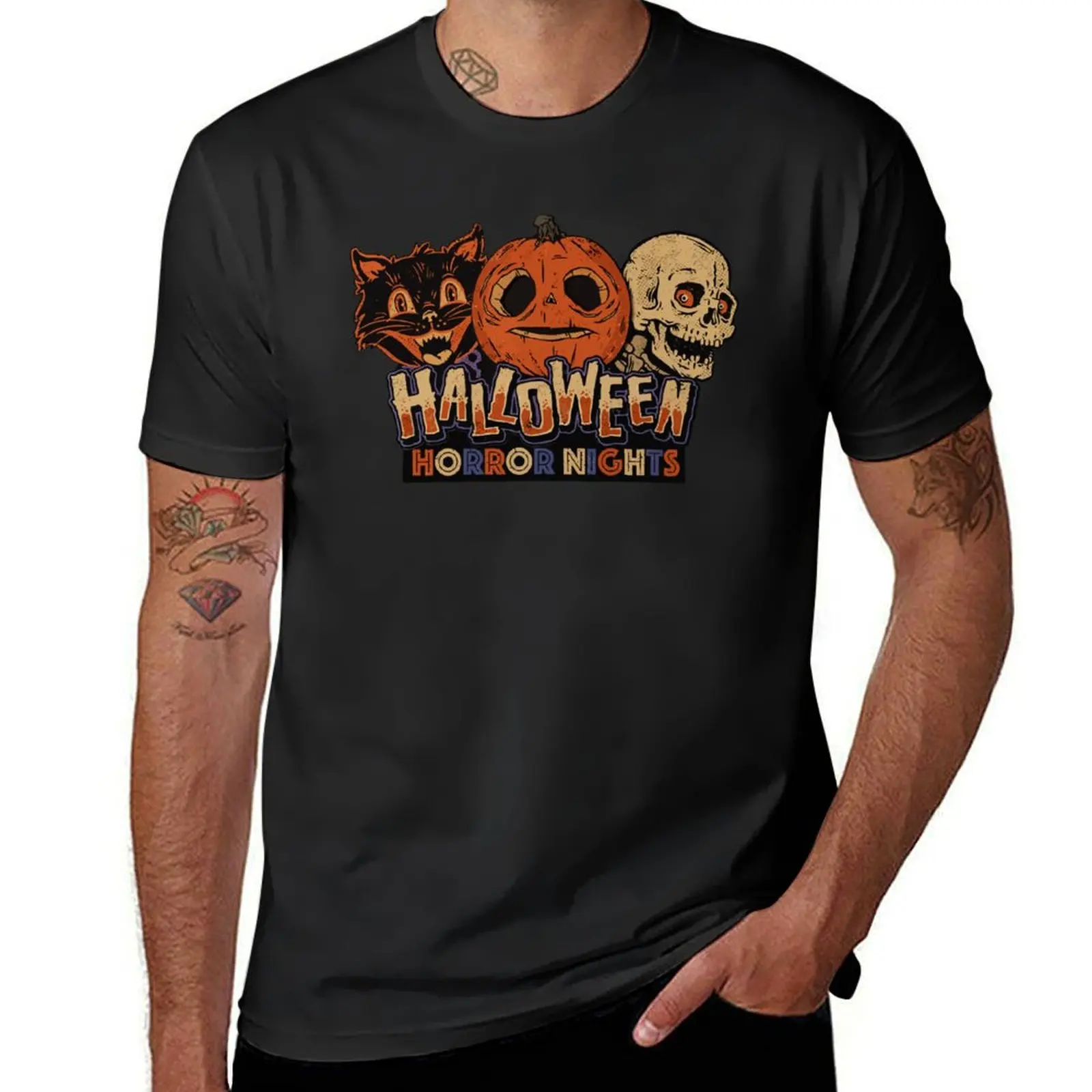 HHN Merch Halloween Horror Nights T-Shirt sports fans heavyweights boys animal print anime clothes t shirts for men cotton