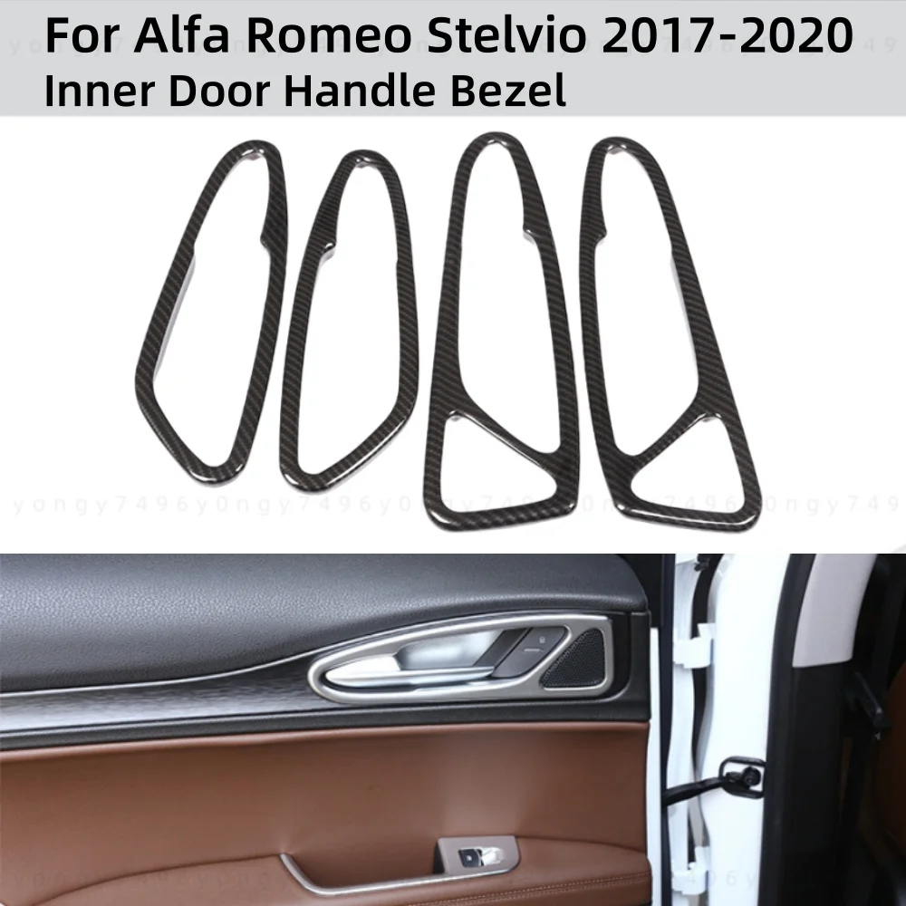 

Car Stickers Carbon Inner Door Handle Beze For Alfa Romeo Stelvio 2017 2018 2019 2020 ABS Plastic Cars Decoration Accessories