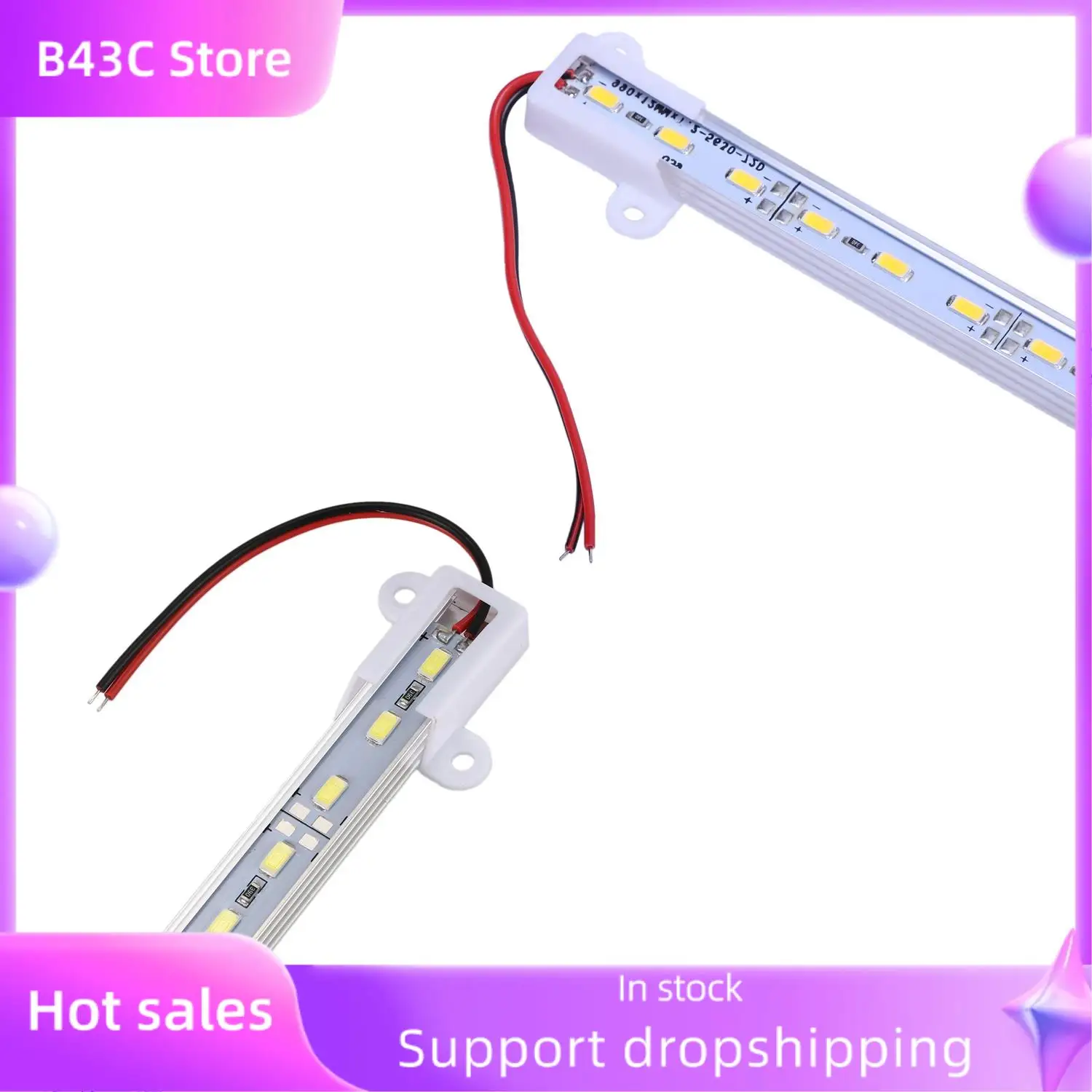 

B14C 2 Pcs 50CM 12V 36 LED 5630 SMD Hard Strip Bar Light Aluminum Rigid , White & Warm White