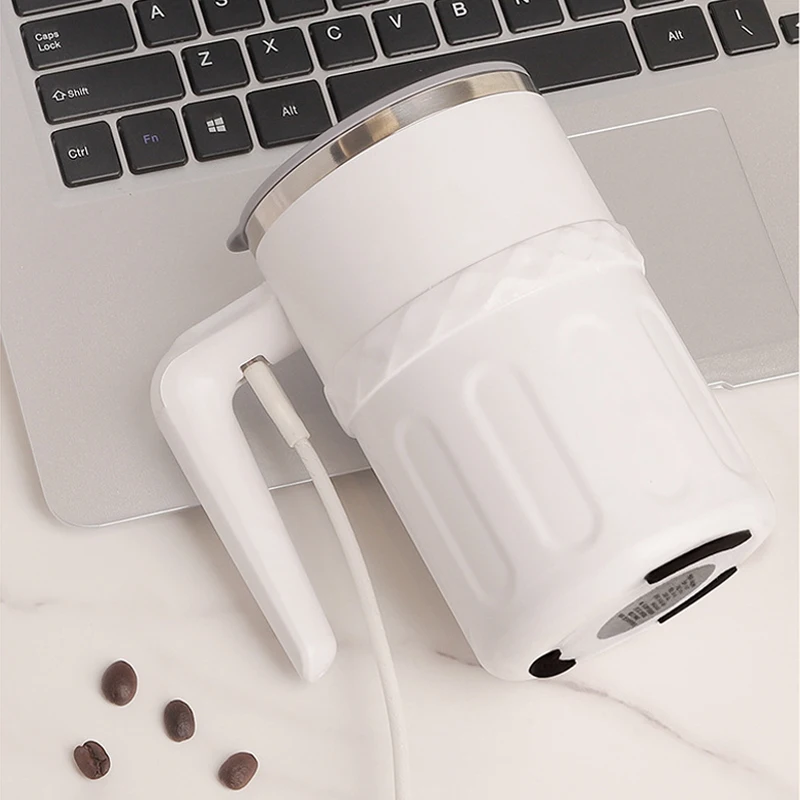 USB自動攪拌マグカップ 380ml、充電式バッテリー搭載スマート自動攪拌コーヒーカップ、304ステンレス鋼内側