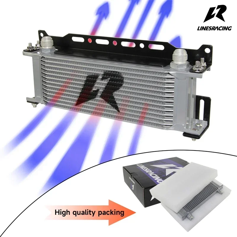 Universal LR Oil Cooler+Mounting Bracket 13 Row 248MM Engine Transmission Mocla Style 10AN Aluminum Black/Silver