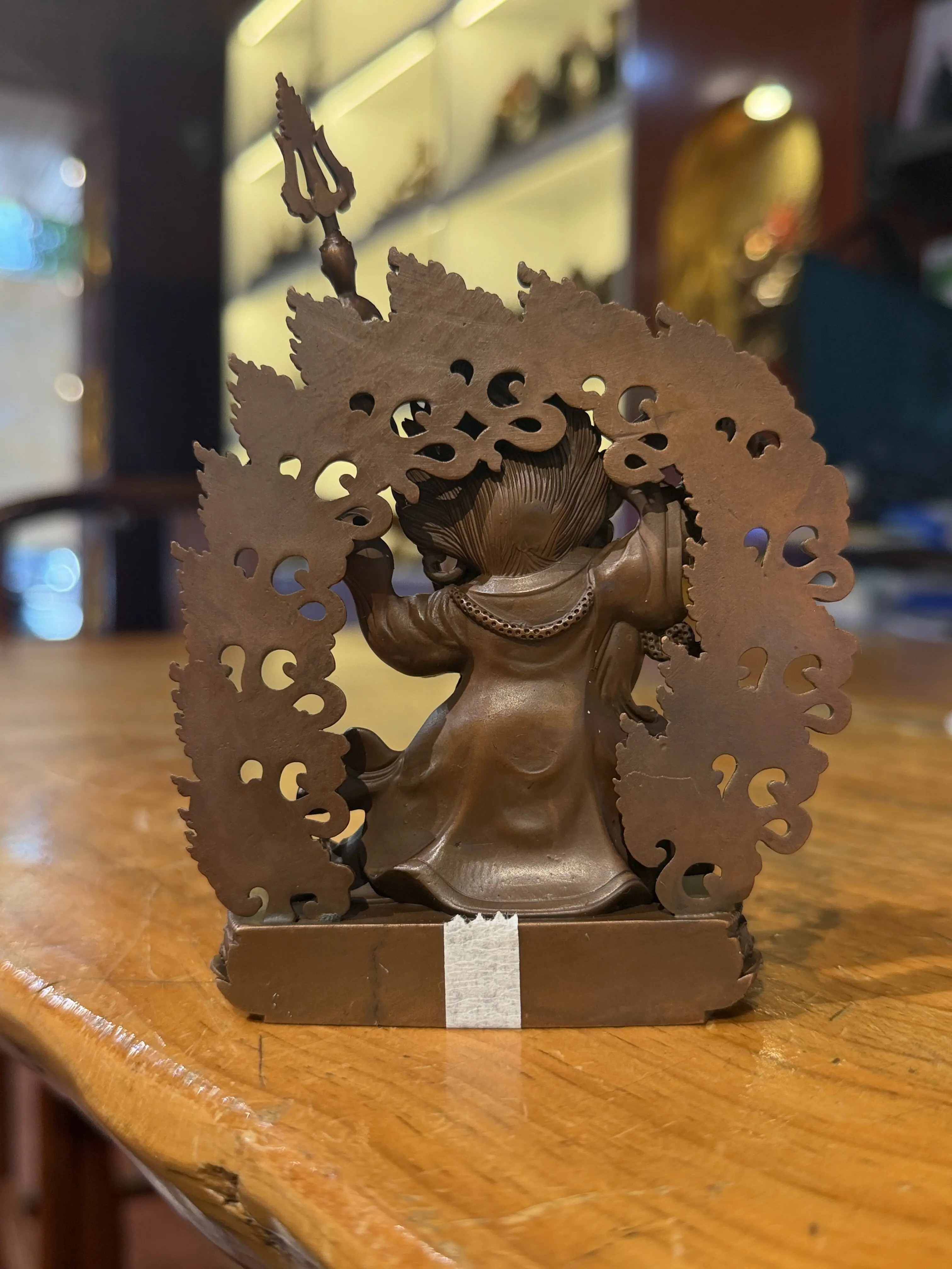 Two-armed Mahagala with a height of 10 cm, pure copper boutique old Buddha statue