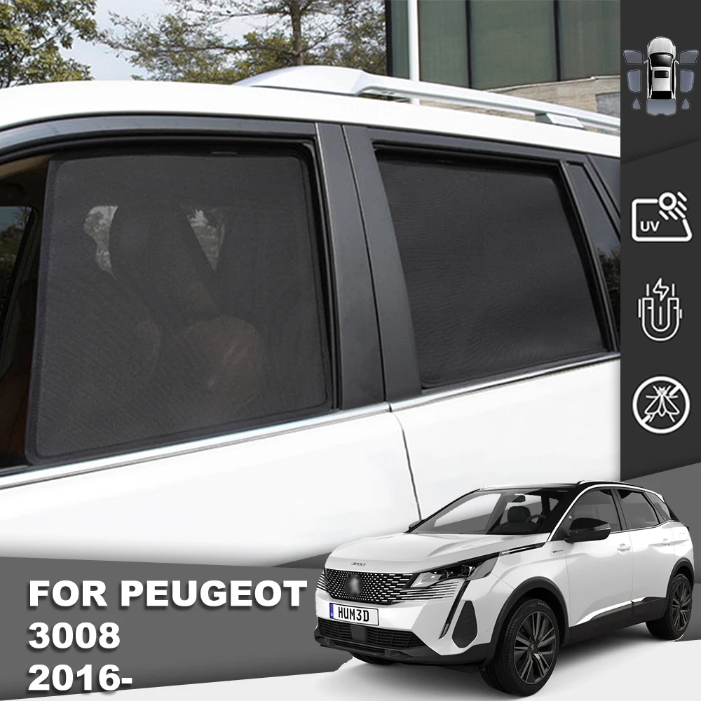 

Для Peugeot 3008 P84 2016-2023 Магнитный автомобильный козырек от солнца, передняя рамка лобового стекла, занавеска, заднее детское боковое окно, солнцезащитный козырек, щит