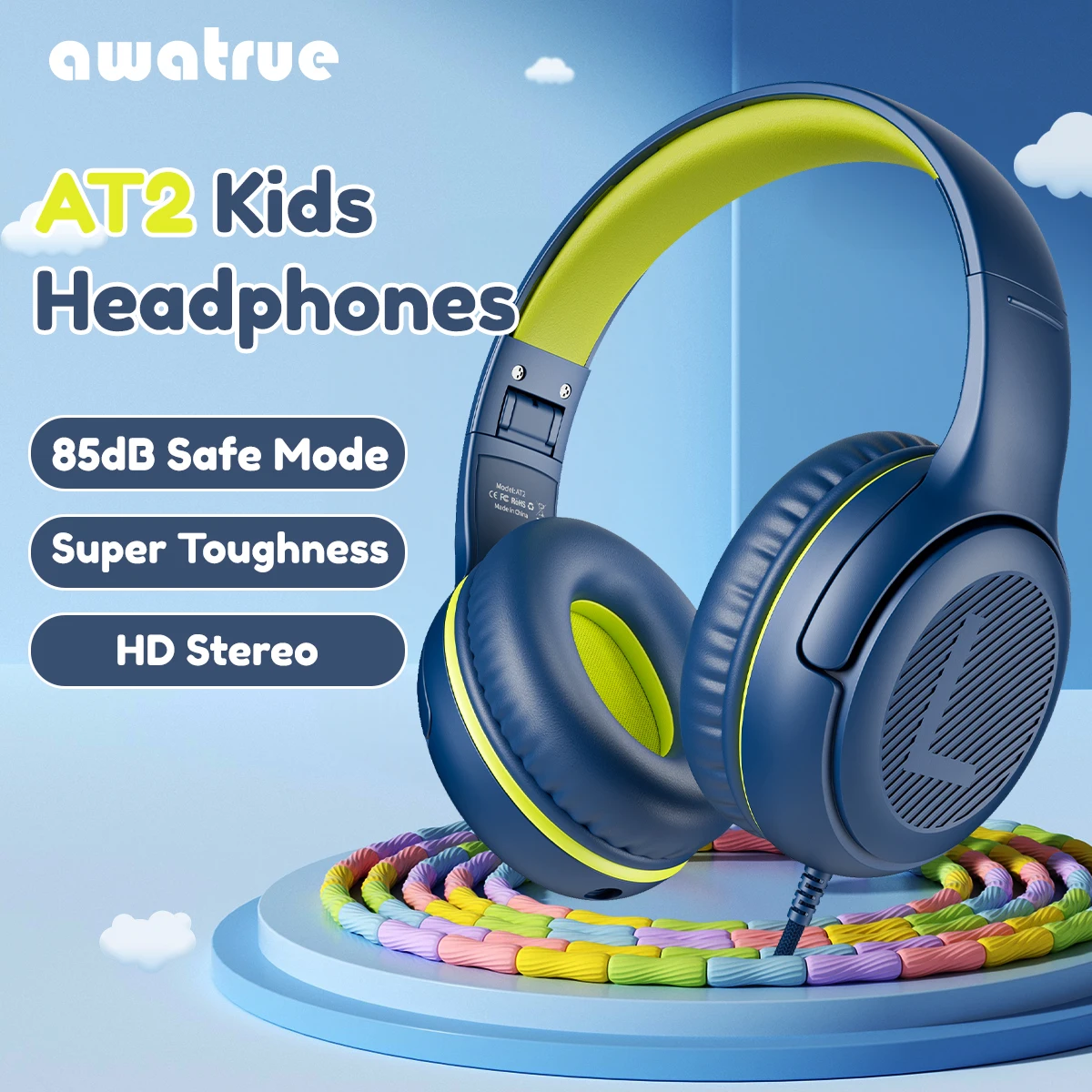 AWATRUE AT2 1/2/3Pcs Headset 3.5mm Stereo Sound Headphones with Mic Soft Memory Earmuffs for PC,Laptop,Kids for School Toddler