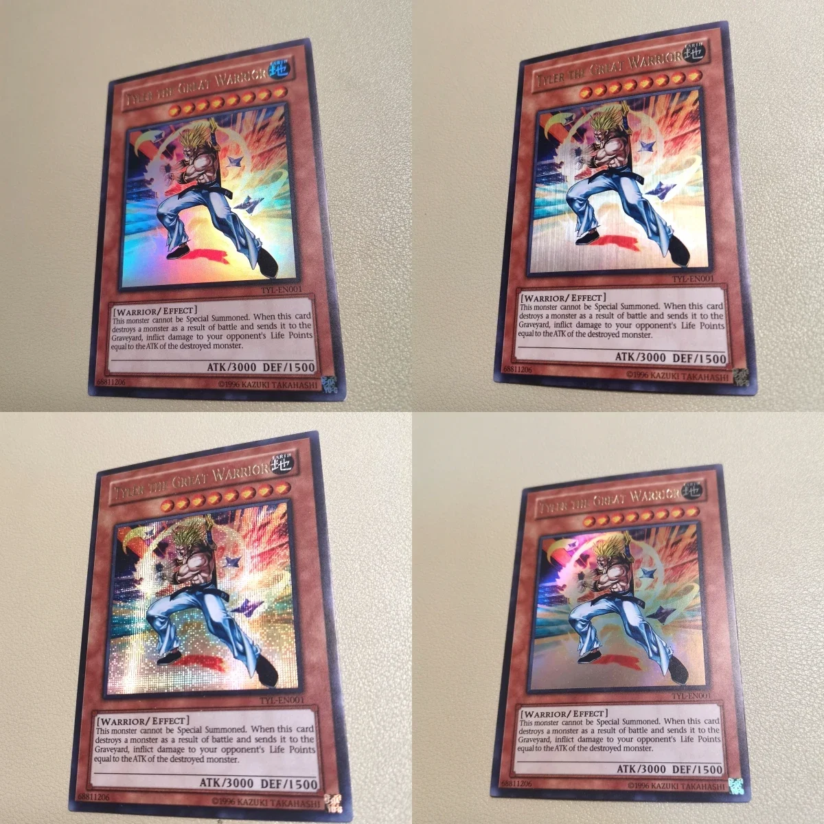 YuGiOh Tyler The Great Warrior Animation Characters Self Made Refraction Flash Card Anime Classics Game Collection Cards Toy