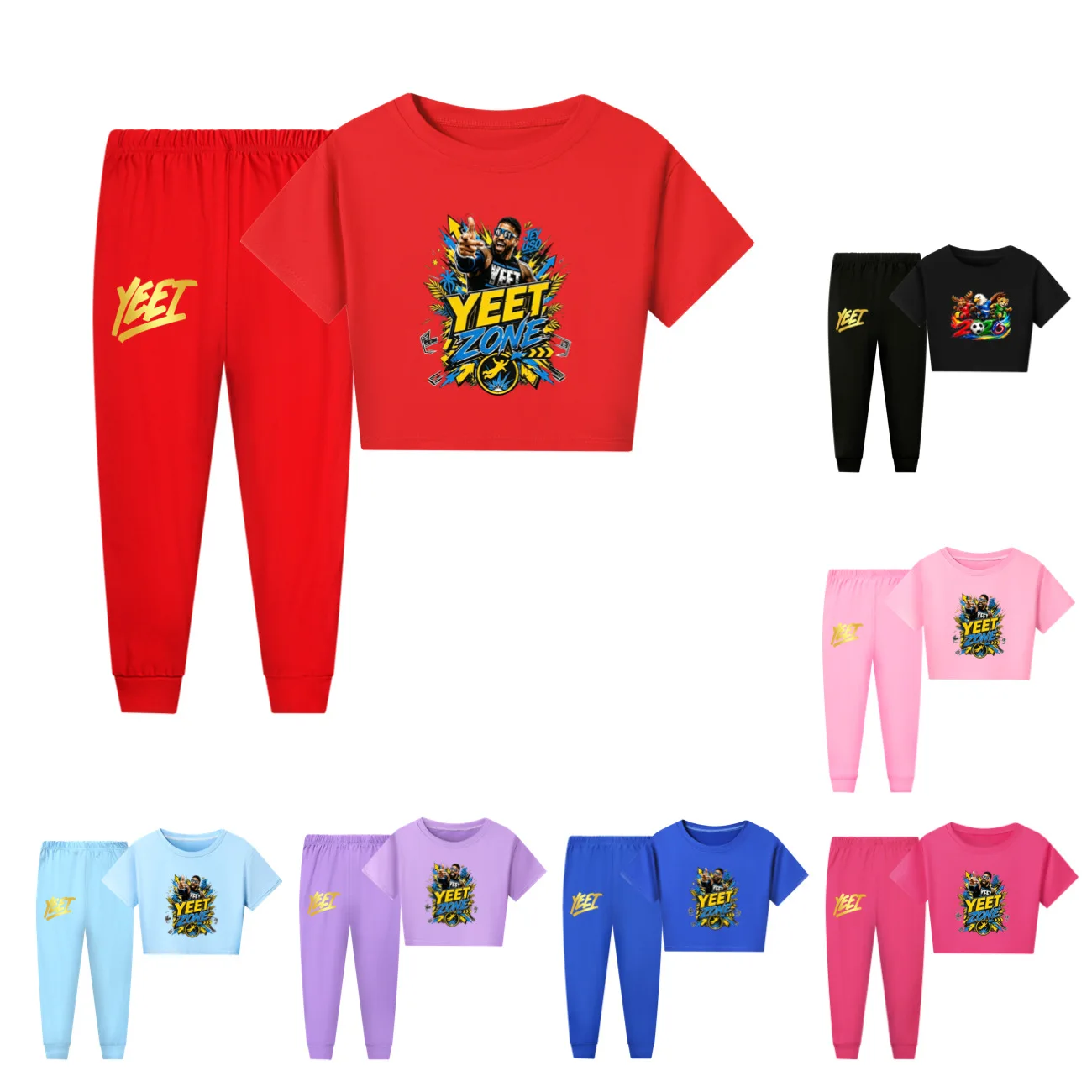 Jey Uso Yeet Clothes Kids Humor Wrestling Wrestler Pajama Sets Boys O-neck Long Sleeve Tops Pants 2pcs Set Children Sleepwear