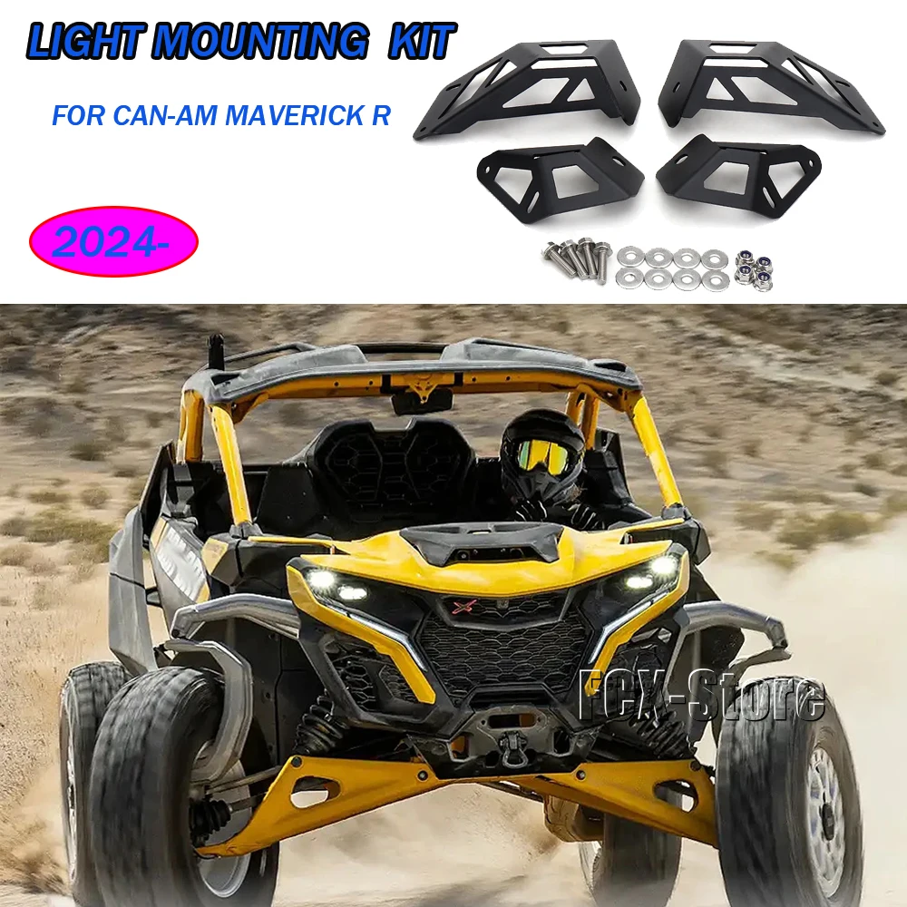 

New Off-Road LED Light Bar Mounting Bracket Kit UTV Truck Light Mount Black For CAN-AM MAVERICK R For Can-Am Maverick R 2024-