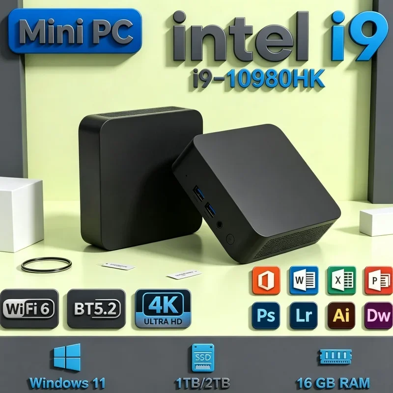 高性能ミニpc、intel-i9-10980hk、windows-11、16gb-ram、2tb-ssd、wi-fi-6、bluetooth-52、4k-uhd対応、小型デスクトップpc。仕事やゲームに最適。