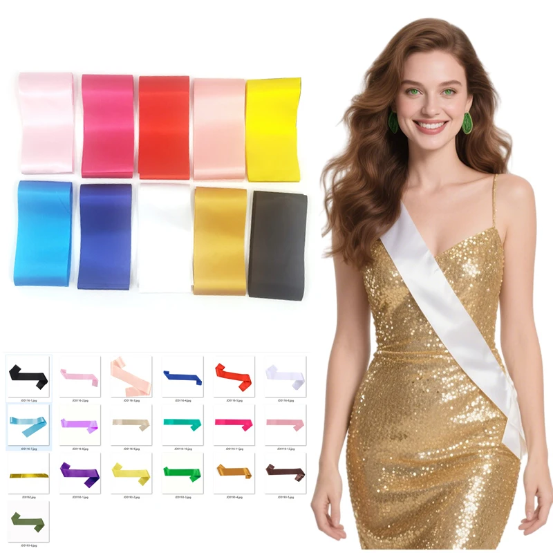

19 Styles Satin Sash Bride Shoulder Strap Blank Solid Color Birthday Party Sash Wedding Award Ceremony Etiquette Ribbon