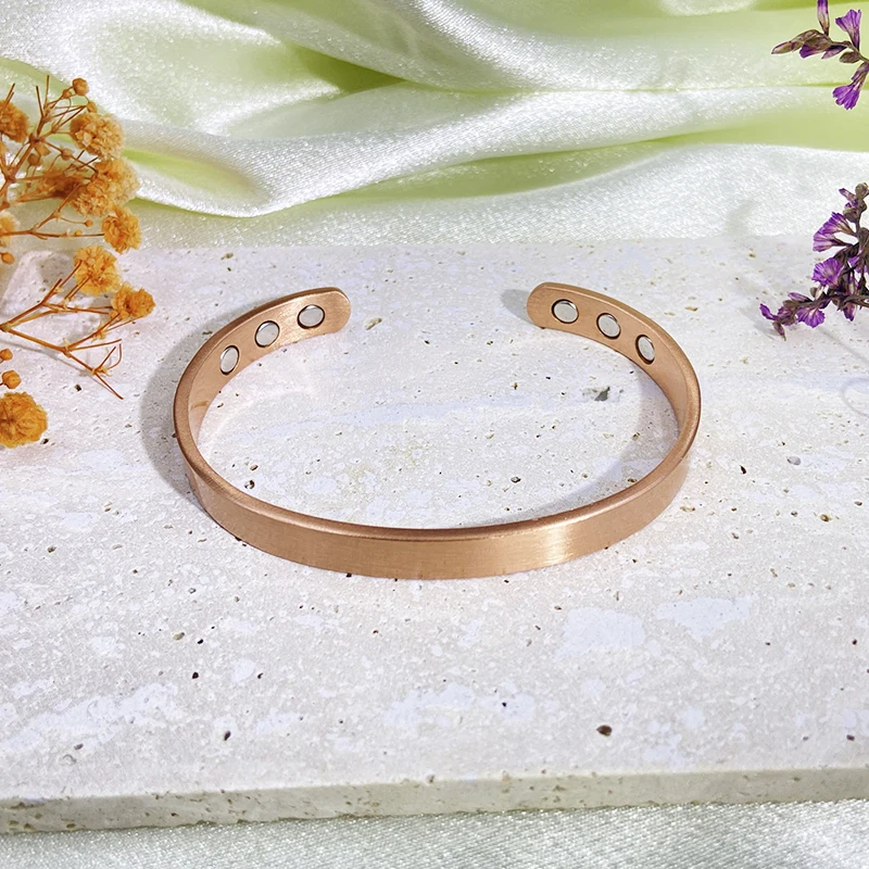 Modisches Magnetarmband aus reinem Kupfer für Damen und Herren, verstellbare Manschettenarmbänder, Arthritis-Gesundheitsschmuck aus massivem Kupfer – Detail 5