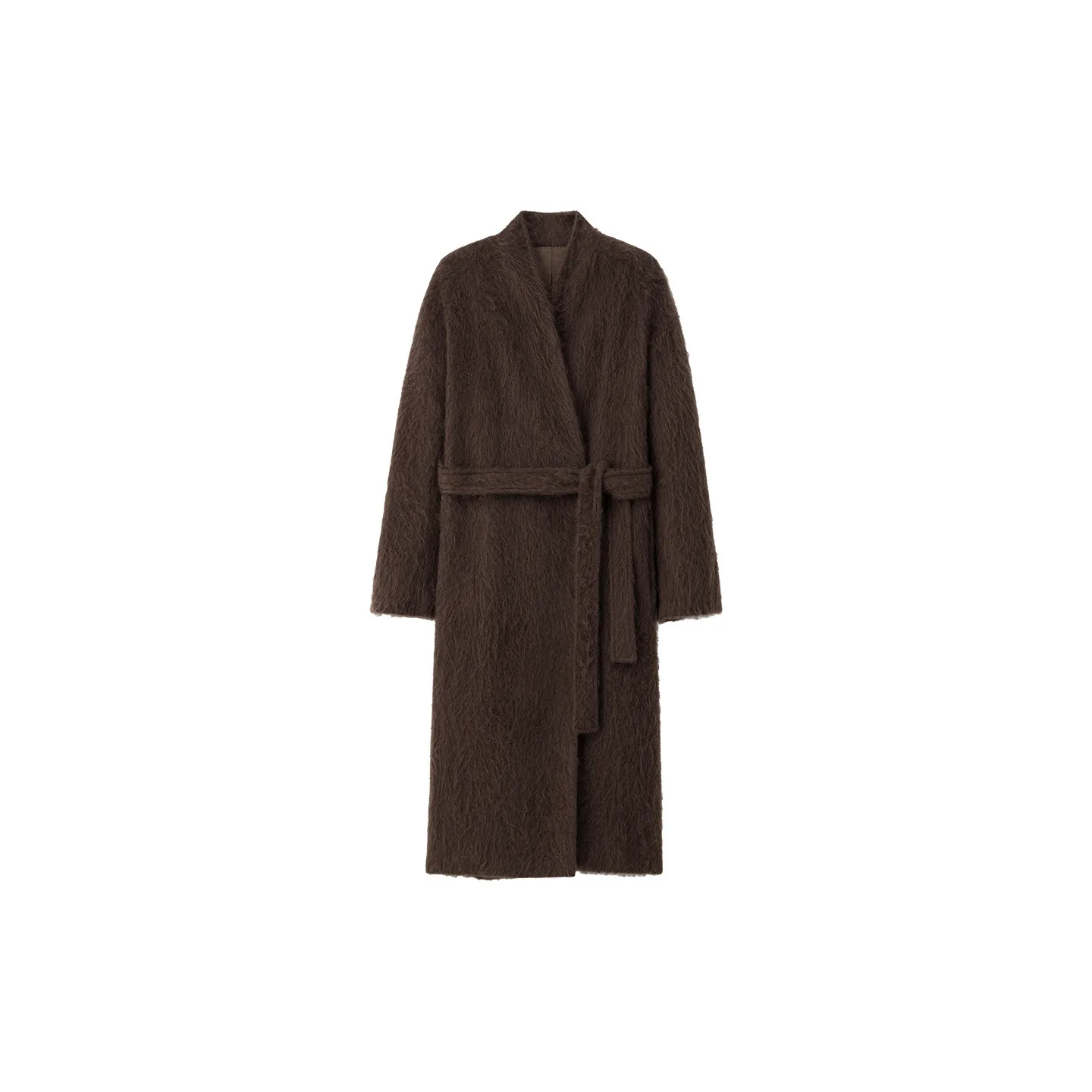 UMI MAO Cappotto di lana stile pigro di lusso silenzioso simile alla pelliccia Accappatoio lungo di lana da donna con cravatta Cappotto di lana di velluto Giacche di pelliccia vera
