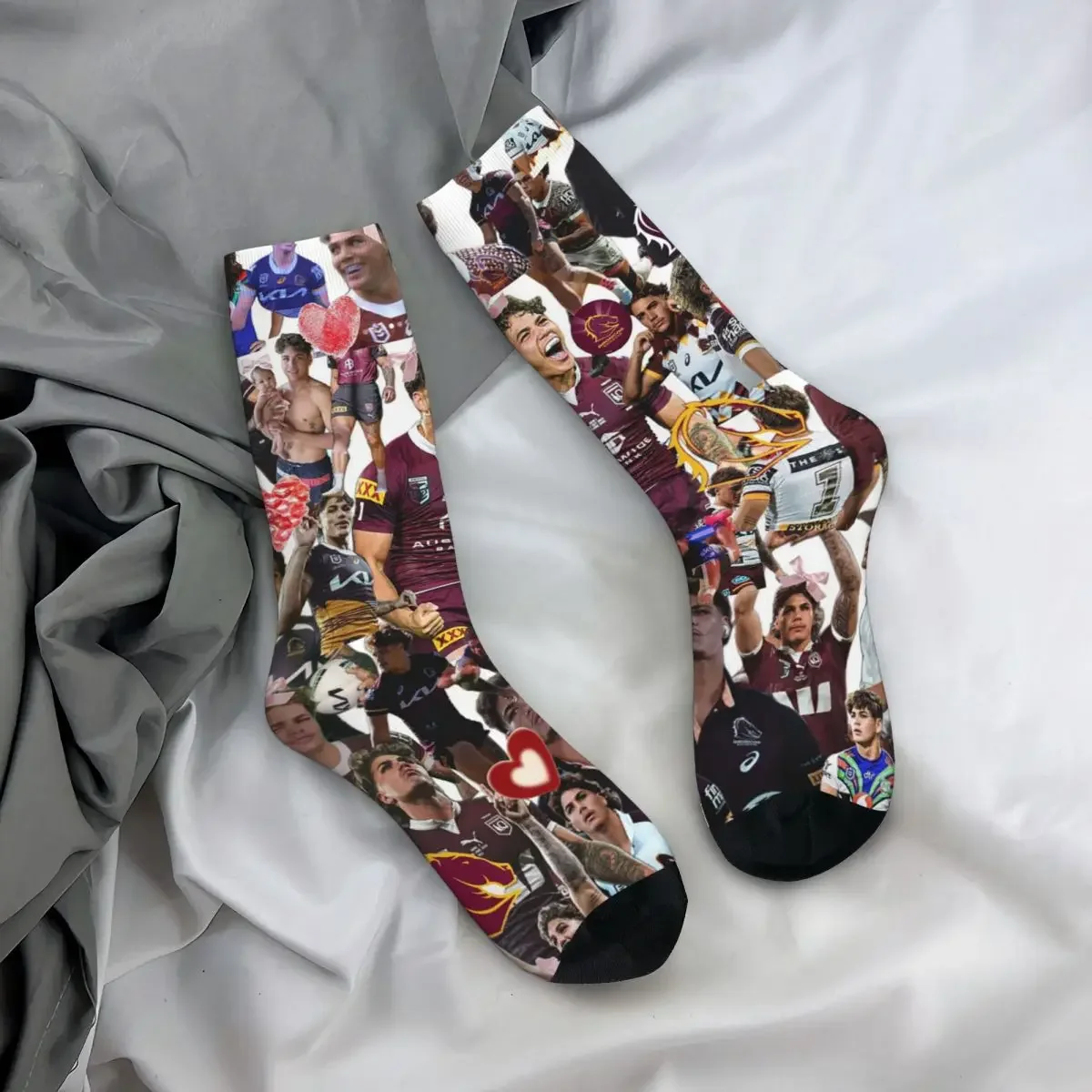 

All Seasons Crew Stockings Reece Walsh Nrl Hot Collage Photos Socks Crazy Hip Hop Long Socks for Men Women Valentine's Day Gifts