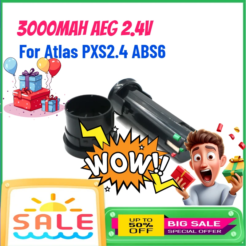 

3000mAh AEG 2.4V Rechargeable Battery for Atlas PXS2.4 ABS6 Accessories for Electric Drill Lithium Battery
