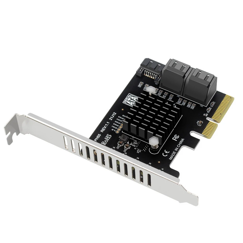PCI-E To SATA Expansion Card Supports Cascaded Trim PCIe X4 To SATA3.0 Expansion Adapter Card for Desktop PC