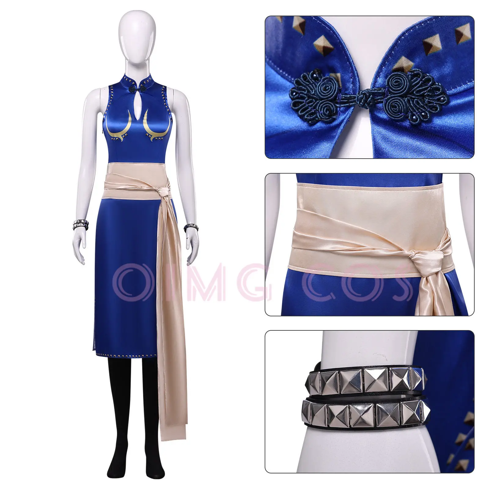 Game Street Fighter Chun Li Cosplay Costume Classic Fighting Game Outfit Full Set For Halloween Comic Con Cos Events view 3