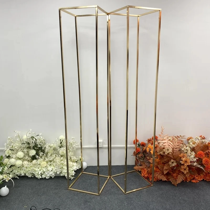 

4pcs/lot gold-plated Wedding Arch Iron Column Plinth Ballon Arch Wedding Birthday Stage Background Booth Prop Metal Square Frame