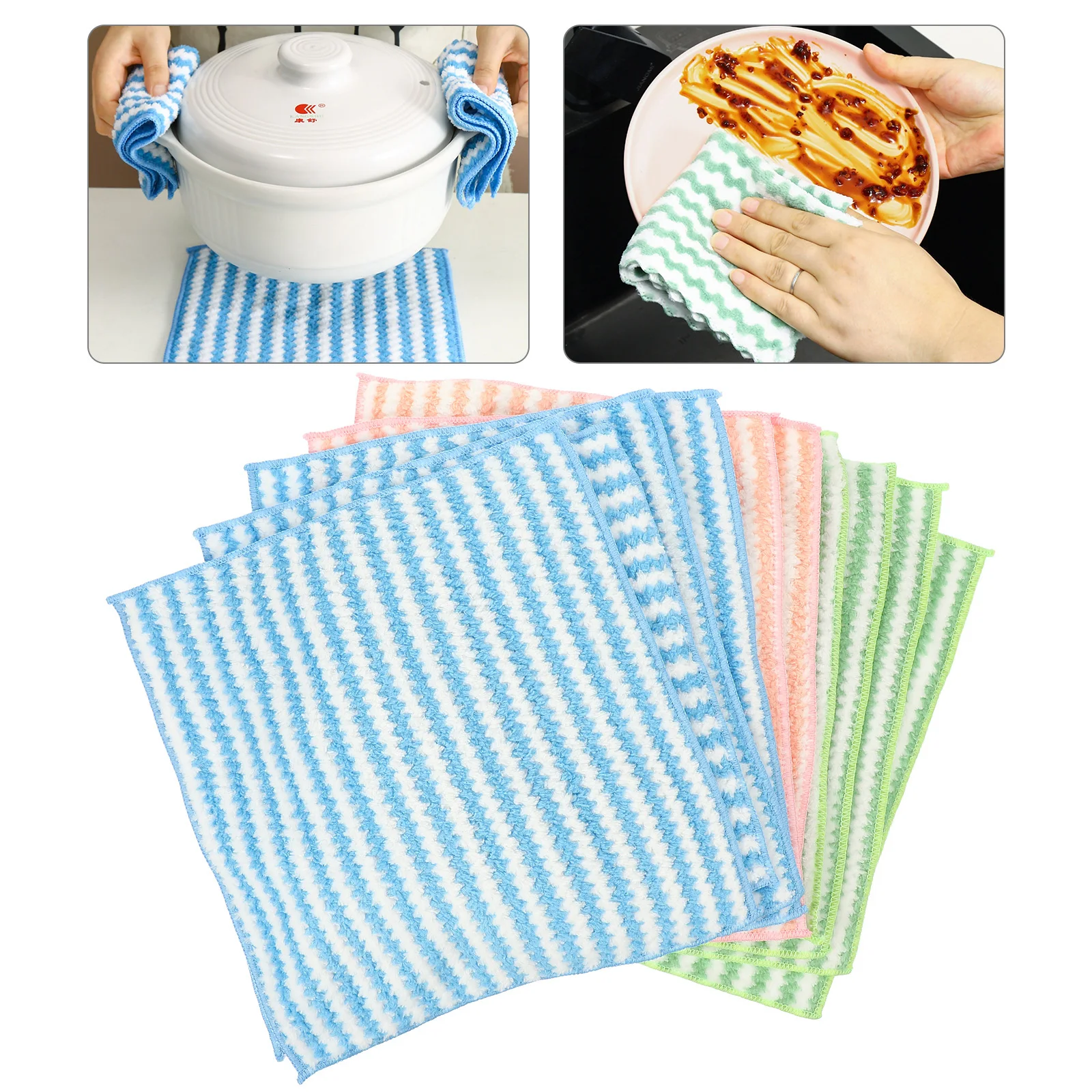 

10Pcs Dish Rags for Washing Dishes Highly Absorbent Kitchen Cleaning Cloth Soft Supple Washable Dishcloth Multi-Function Kitchen