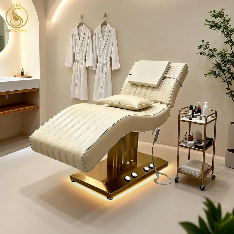 New Luxury Electric Lash Bed Adjustable Curved Eyelash Bed 3 Motor Massage Table Salon Furniture Beauty Bed