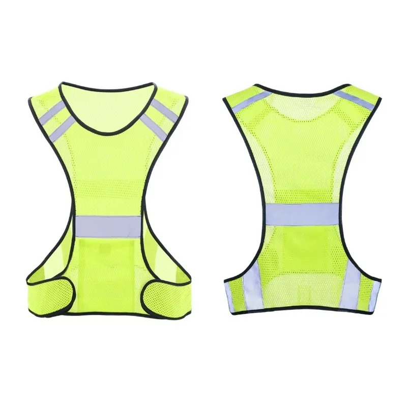Gilet riflettente di sicurezza Gilet da ciclismo regolabile Avvertimento notturno da lavoro Gilet sportivo da pesca Nastro riflettente in tessuto riflettente
