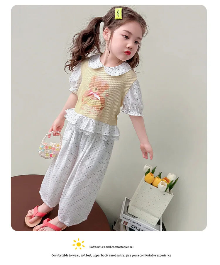 2026 New Baby Girls Summer Cute  Sets, Cartoon T-shirt  + Pants  Princess Sweet Suits  2-7 T