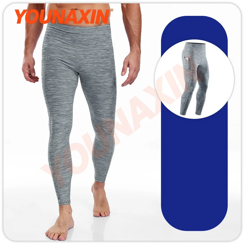 Men’s Sports Pants With Pocket Outdoor Yoga Home Workout Running Marathon Base Layer Trousers Quick-Drying M -3XL YOUNAXIN
