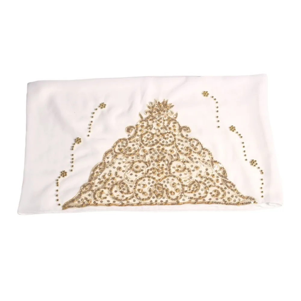 

Fashion Shawl Beaded Hijab Scarf Popular Ethnic Islamic Headscarf Easy Pull On Chiffon Head Wrap African Woman