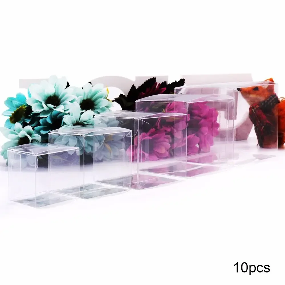 10Pcs Plastic Square Clear Candy Gift Box Chocolate Candy Boxes Jewelry Storage Boxs Wedding Christmas Packaging Gift Boxs