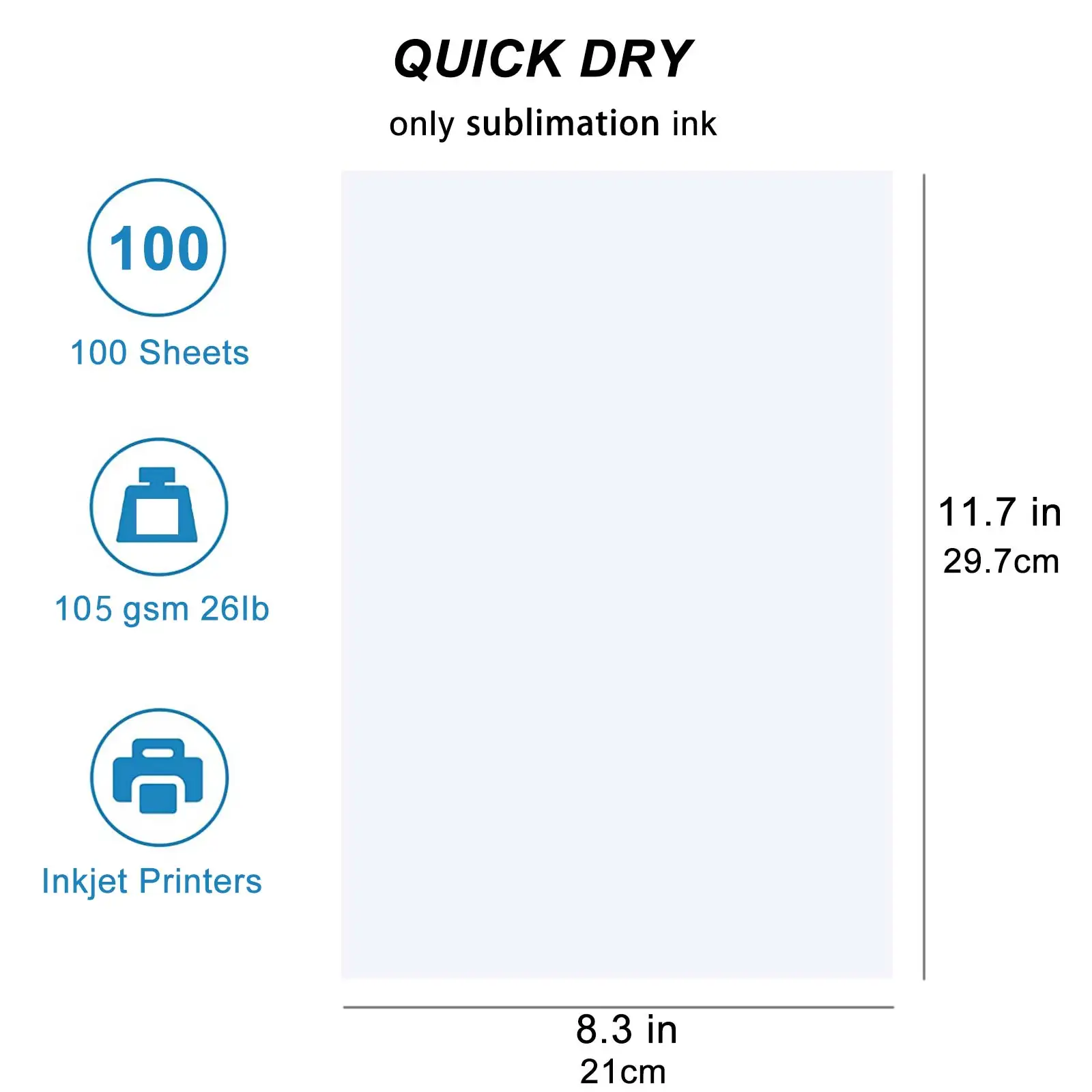 ESHANG Sublimation Transfer Paper for Inkjet printers ( Sublimation Ink), Suitable for Mugs, T-shirts & Light Fabrics.