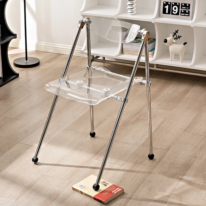 

Simple Internet celebrity dressing study chair, light luxury backrest acrylic transparent medieval folding meal