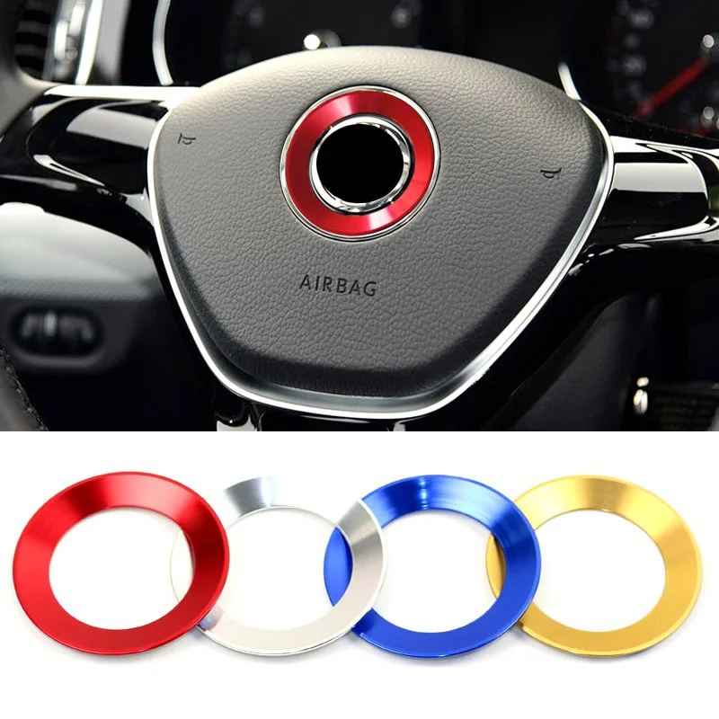 Aluminum Steering Wheel Panel Emblem Decorative Circle Ring Set for Volkswagen VW Golf 4 5 Polo Jetta Mk6