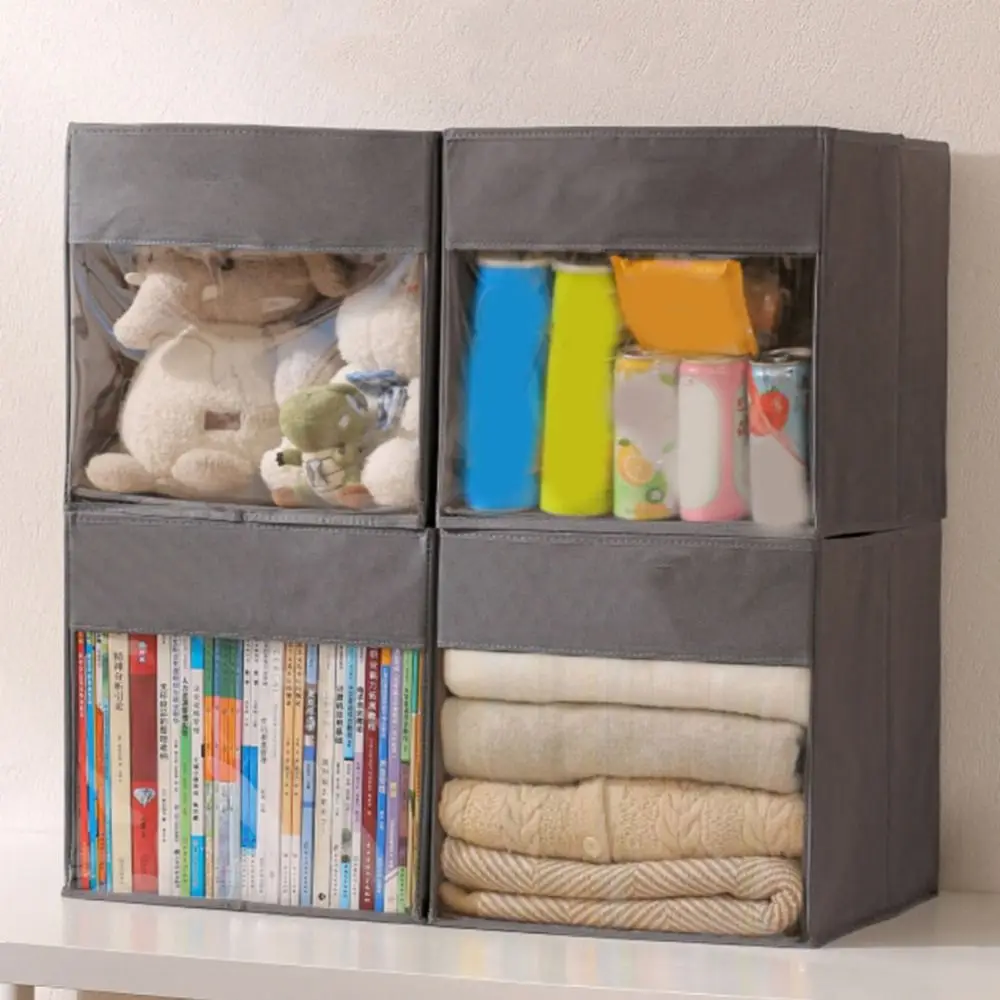 

Non-woven Fabric Book Storage Bag Visible Large Capacity Comic Book Bag Dustproof Space-saving Miscellaneous Storage Box