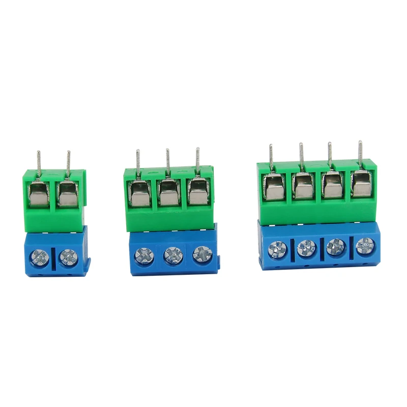 10/20/50Pcs/lot KF301-5.0-2P KF301-3P KF301-4P Pitch 5.0mm Straight Pin 2P 3P 4P Screw PCB Terminal Block Connector Blue Green