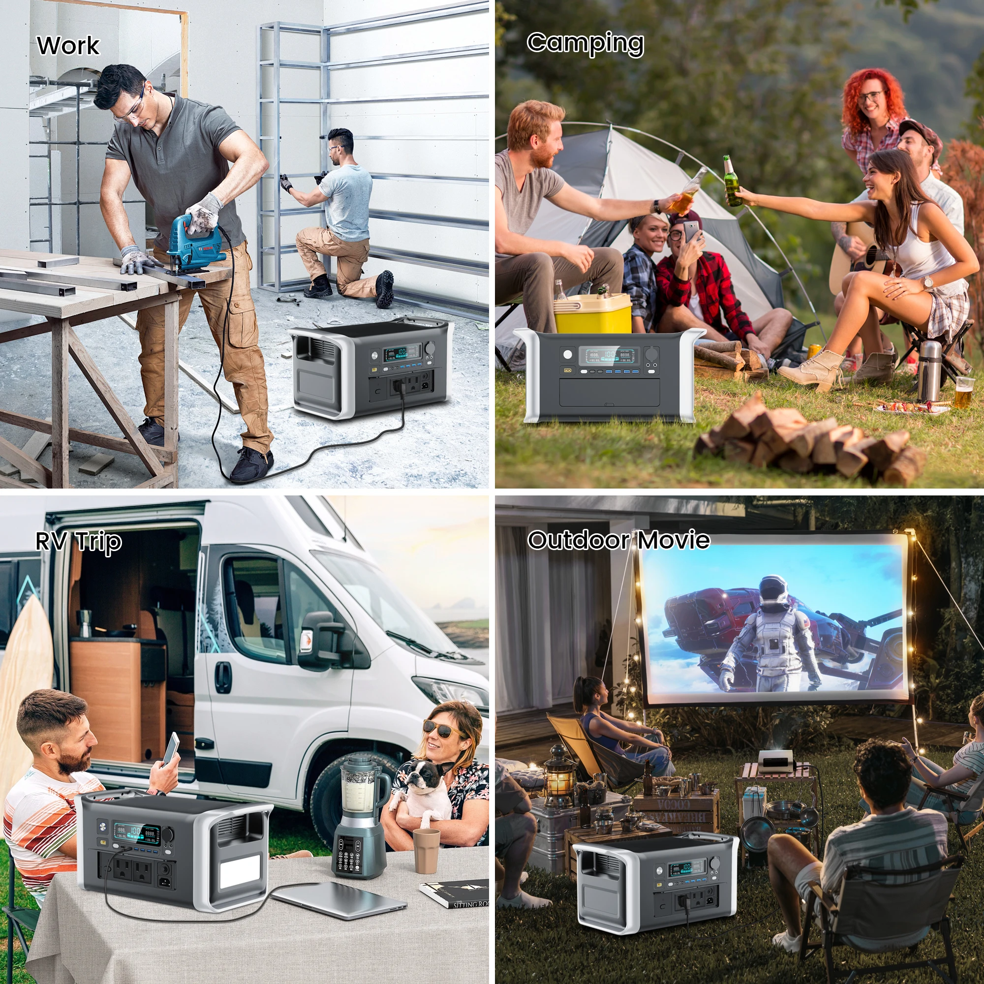 CTOLITY AP1000 1024Wh Portable Power Station LiFePo4 Battery 1800W Solar Generator Storage Energy 1600W 110V PowerBank Camping